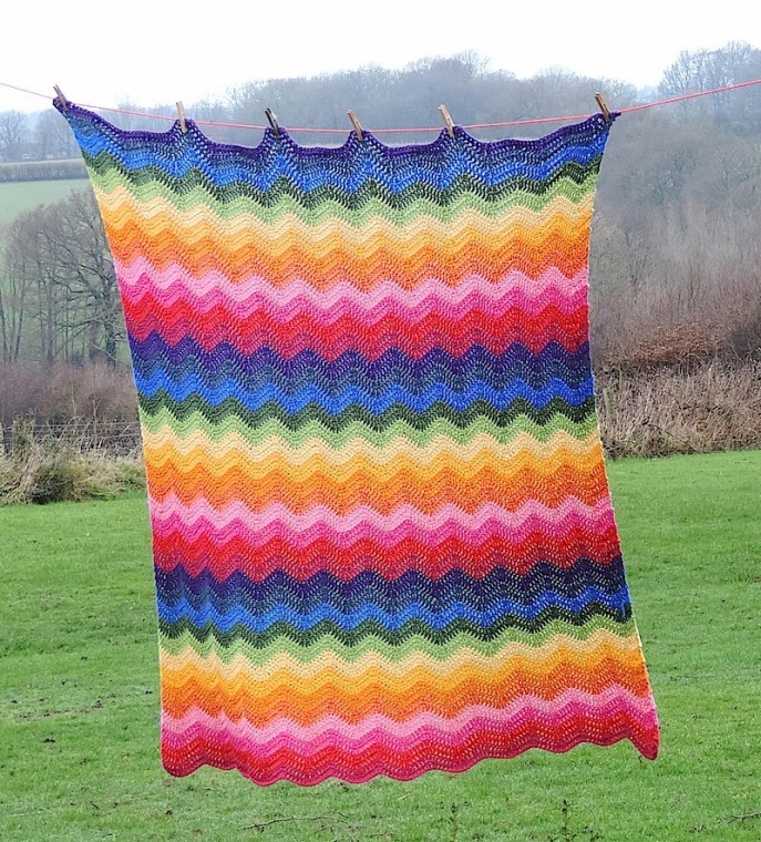 Rainbow Ripple Crochet Blanket